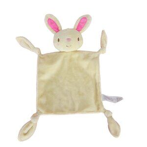 Barrons Hello Bunny Rabbit Lovey Rattle Security Blanket Knotted Corners Plush
